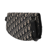 CHRISTIAN DIOR クリスチャンディオール サドルポーチ グレー シルバー金具 1ADP0044YKY_H27E レディース オブリークジャガード/グレインドカーフ ボディバッグ Aランク 中古 銀蔵