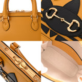 GUCCI グッチ ミニ トップハンドルバッグ アディダスコラボ ホースビット1955 イエロー/ブラック 677212 レディース カーフ ハンドバッグ Aランク 中古 銀蔵