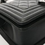 CHANEL シャネル ボーイシャネル ハンドバッグ 20cm ブラック A67085 レディース キャビアスキン ショルダーバッグ Aランク 中古 銀蔵
