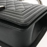 CHANEL シャネル ボーイシャネル ハンドバッグ 20cm ブラック A67085 レディース キャビアスキン ショルダーバッグ Aランク 中古 銀蔵