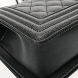 CHANEL シャネル ボーイシャネル ハンドバッグ 20cm ブラック A67085 レディース キャビアスキン ショルダーバッグ Aランク 中古 銀蔵