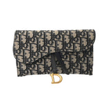 CHRISTIAN DIOR クリスチャンディオール サドル チェーンポーチ スモール ブルー S5614CTZZQ_M928 レディース オブリークジャガードキャンバス チェーンウォレット ABランク 中古 銀蔵