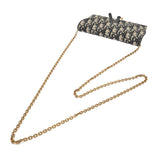 CHRISTIAN DIOR クリスチャンディオール サドル チェーンポーチ スモール ブルー S5614CTZZQ_M928 レディース オブリークジャガードキャンバス チェーンウォレット ABランク 中古 銀蔵