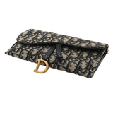 CHRISTIAN DIOR クリスチャンディオール サドル チェーンポーチ スモール ブルー S5614CTZZQ_M928 レディース オブリークジャガードキャンバス チェーンウォレット ABランク 中古 銀蔵