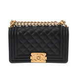 CHANEL シャネル ボーイシャネル スモールハンドバッグ 20cm ブラック A67085 レディース キャビアスキン ショルダーバッグ Aランク 中古 銀蔵