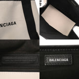 BALENCIAGA バレンシアガ ネイビーカバス S ホワイト/ブラック 339933 レディース キャンバス レザー ハンドバッグ ABランク 中古 銀蔵