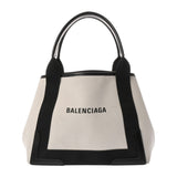 BALENCIAGA バレンシアガ ネイビーカバス S ホワイト/ブラック 339933 レディース キャンバス レザー ハンドバッグ ABランク 中古 銀蔵