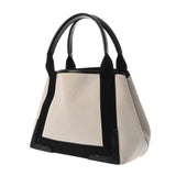 BALENCIAGA バレンシアガ ネイビーカバス S ホワイト/ブラック 339933 レディース キャンバス レザー ハンドバッグ ABランク 中古 銀蔵