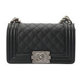 CHANEL シャネル ボーイシャネル チェーンショルダー 20cm ブラック A67085 レディース キャビアスキン ショルダーバッグ Aランク 中古 銀蔵