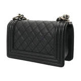 CHANEL シャネル ボーイシャネル チェーンショルダー 20cm ブラック A67085 レディース キャビアスキン ショルダーバッグ Aランク 中古 銀蔵