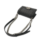 CHANEL シャネル ボーイシャネル チェーンショルダー 20cm ブラック A67085 レディース キャビアスキン ショルダーバッグ Aランク 中古 銀蔵