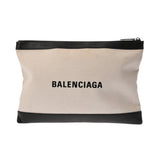 BALENCIAGA バレンシアガ ネイビークリップ L ホワイト/ブラック 373840 メンズ キャンバス レザー クラッチバッグ ABランク 中古 銀蔵