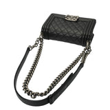 CHANEL シャネル ボーイシャネル チェーンショルダー 20cm ブラック A67085 レディース キャビアスキン ショルダーバッグ Aランク 中古 銀蔵