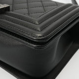 CHANEL シャネル ボーイシャネル チェーンショルダー 20cm ブラック A67085 レディース キャビアスキン ショルダーバッグ Aランク 中古 銀蔵