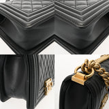 CHANEL シャネル ボーイシャネル ハンドバッグ 20cm ブラック A67085 レディース キャビアスキン ショルダーバッグ Aランク 中古 銀蔵