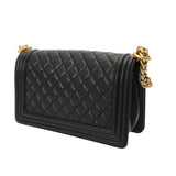 CHANEL シャネル ボーイシャネル チェーンショルダー 25cm ブラック A67086 レディース ラムスキン ショルダーバッグ ABランク 中古 銀蔵