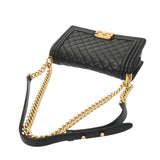 CHANEL シャネル ボーイシャネル チェーンショルダー 25cm ブラック A67086 レディース ラムスキン ショルダーバッグ ABランク 中古 銀蔵
