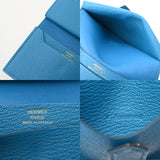 HERMES エルメス ベアン ミニ ブルーフリーダ Y刻印(2020年頃) レディース シェーブル 二つ折り財布 ABランク 中古 銀蔵