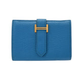 HERMES エルメス ベアン ミニ ブルーフリーダ Y刻印(2020年頃) レディース シェーブル 二つ折り財布 ABランク 中古 銀蔵