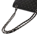 CHANEL シャネル マトラッセ Wフラップ Wチェーンショルダー 25cm ブラック A01112 レディース キャビアスキン ショルダーバッグ ABランク 中古 銀蔵