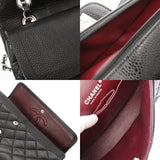 CHANEL シャネル マトラッセ Wフラップ Wチェーンショルダー 25cm ブラック A01112 レディース キャビアスキン ショルダーバッグ ABランク 中古 銀蔵