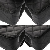 CHANEL シャネル マトラッセ Wフラップ Wチェーンショルダー 25cm ブラック A01112 レディース キャビアスキン ショルダーバッグ ABランク 中古 銀蔵
