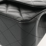 CHANEL シャネル マトラッセ WフラップWチェーンショルダー 30cm ブラック A58600 レディース キャビアスキン ショルダーバッグ Aランク 中古 銀蔵