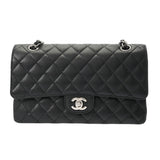 CHANEL シャネル マトラッセ Wフラップ Wチェーンショルダー 25 ブラック A01112 レディース キャビアスキン ショルダーバッグ Aランク 中古 銀蔵