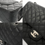 CHANEL シャネル マトラッセ Wフラップ Wチェーンショルダー 25 ブラック A01112 レディース キャビアスキン ショルダーバッグ Aランク 中古 銀蔵