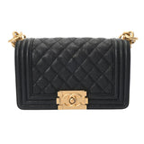 CHANEL シャネル ボーイシャネル ハンドバッグ 20cm ブラック A67085 レディース キャビアスキン ショルダーバッグ Aランク 中古 銀蔵
