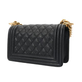 CHANEL シャネル ボーイシャネル ハンドバッグ 20cm ブラック A67085 レディース キャビアスキン ショルダーバッグ Aランク 中古 銀蔵