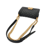 CHANEL シャネル ボーイシャネル ハンドバッグ 20cm ブラック A67085 レディース キャビアスキン ショルダーバッグ Aランク 中古 銀蔵