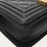 CHANEL シャネル ボーイシャネル ハンドバッグ 20cm ブラック A67085 レディース キャビアスキン ショルダーバッグ Aランク 中古 銀蔵