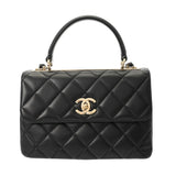 CHANEL シャネル マトラッセ トレンディCC トップハンドルフラップバッグ ブラック A92236 レディース ラムスキン ハンドバッグ Aランク 中古 銀蔵