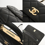 CHANEL シャネル マトラッセ トレンディCC トップハンドルフラップバッグ ブラック A92236 レディース ラムスキン ハンドバッグ Aランク 中古 銀蔵