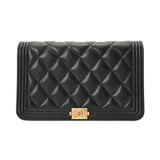 CHANEL シャネル ボーイシャネル チェーンウォレット 20cm ブラック AP1117 レディース キャビアスキン ショルダーバッグ Aランク 中古 銀蔵