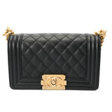 CHANEL シャネル ボーイシャネル チェーンショルダー 20cm ブラック A67085 レディース キャビアスキン ショルダーバッグ Aランク 中古 銀蔵