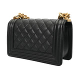 CHANEL シャネル ボーイシャネル チェーンショルダー 20cm ブラック A67085 レディース キャビアスキン ショルダーバッグ Aランク 中古 銀蔵