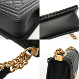 CHANEL シャネル ボーイシャネル チェーンショルダー 20cm ブラック A67085 レディース キャビアスキン ショルダーバッグ Aランク 中古 銀蔵