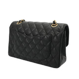 CHANEL シャネル マトラッセ チェーンショルダー 23cm Wフラップ ブラック A01113 レディース キャビアスキン ショルダーバッグ Aランク 中古 銀蔵