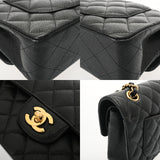 CHANEL シャネル マトラッセ チェーンショルダー 23cm Wフラップ ブラック A01113 レディース キャビアスキン ショルダーバッグ Aランク 中古 銀蔵