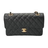 CHANEL シャネル マトラッセ チェーンショルダー 23cm Wフラップ ブラック A01113 レディース キャビアスキン ショルダーバッグ Aランク 中古 銀蔵