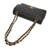CHANEL シャネル マトラッセ チェーンショルダー 23cm Wフラップ ブラック A01113 レディース キャビアスキン ショルダーバッグ Aランク 中古 銀蔵