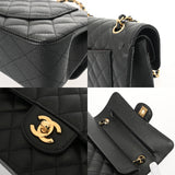 CHANEL シャネル マトラッセ チェーンショルダー 23cm Wフラップ ブラック A01113 レディース キャビアスキン ショルダーバッグ Aランク 中古 銀蔵