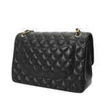 CHANEL シャネル マトラッセ チェーンショルダー 30cm Wフラップ ブラック A58600 レディース キャビアスキン ショルダーバッグ Aランク 中古 銀蔵