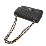 CHANEL シャネル マトラッセ チェーンショルダー 30cm Wフラップ ブラック A58600 レディース キャビアスキン ショルダーバッグ Aランク 中古 銀蔵