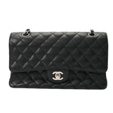CHANEL シャネル マトラッセ Wフラップ Wチェーンショルダー 25cm ブラック A01112 レディース キャビアスキン ショルダーバッグ ABランク 中古 銀蔵