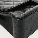 CHANEL シャネル マトラッセ Wフラップ Wチェーンショルダー 25cm ブラック A01112 レディース キャビアスキン ショルダーバッグ ABランク 中古 銀蔵
