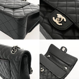 CHANEL シャネル マトラッセ Wフラップ Wチェーンショルダー 25cm ブラック A01112 レディース キャビアスキン ショルダーバッグ ABランク 中古 銀蔵