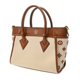 LOUIS VUITTON ルイヴィトン モノグラム オンマイサイド PM ベージュ/ブラウン M59905 レディース キャンバス レザー 2WAYバッグ Aランク 中古 銀蔵